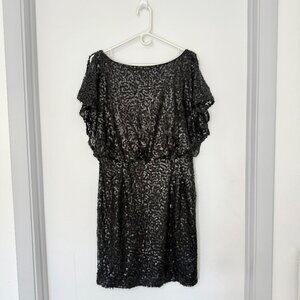 JESSICA SIMPSON cocktail mini black sequin dress. Black under dress. Size 12
